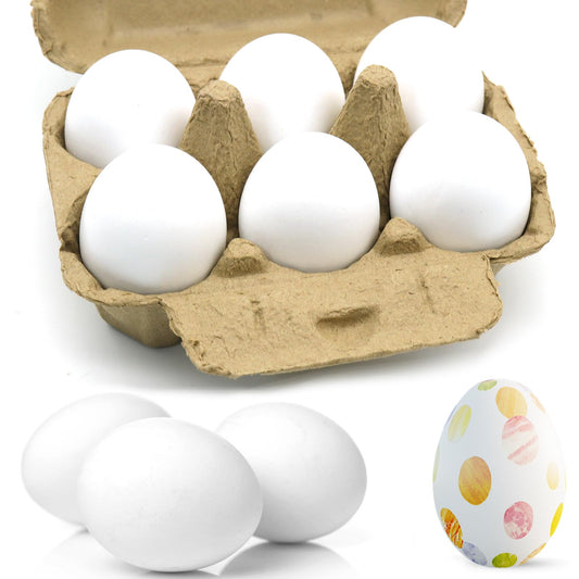 Sportsvoutdoors 6-Pcs Wooden Fake Eggs – White Easter Eggs for Pretend Play and Kids Kitchen Toys
