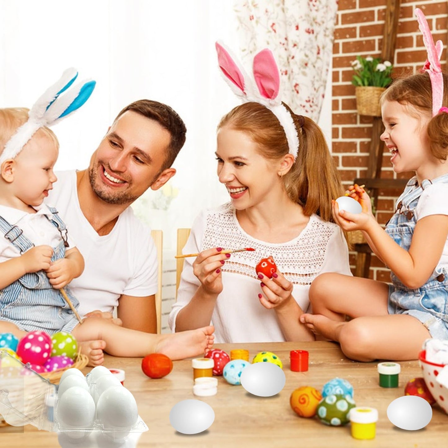Sportsvoutdoors 6-Pcs Wooden Fake Eggs – White Easter Eggs for Pretend Play and Kids Kitchen Toys