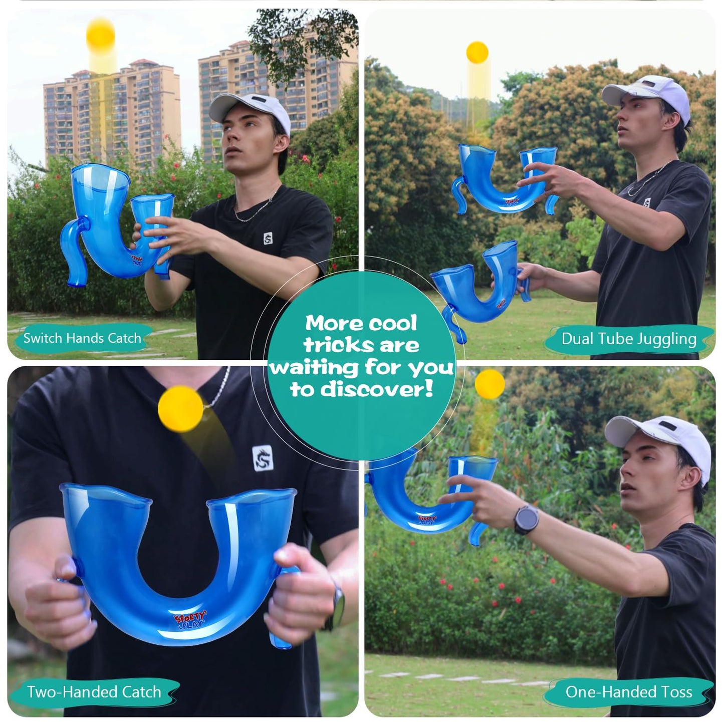 SPORTY PLAY LED Light-Up Juggling Toy – Glow Balls, Easy-Grip Handle, Indoor/Outdoor Skill Challenge (Ages 8–14, Teens, Adults)