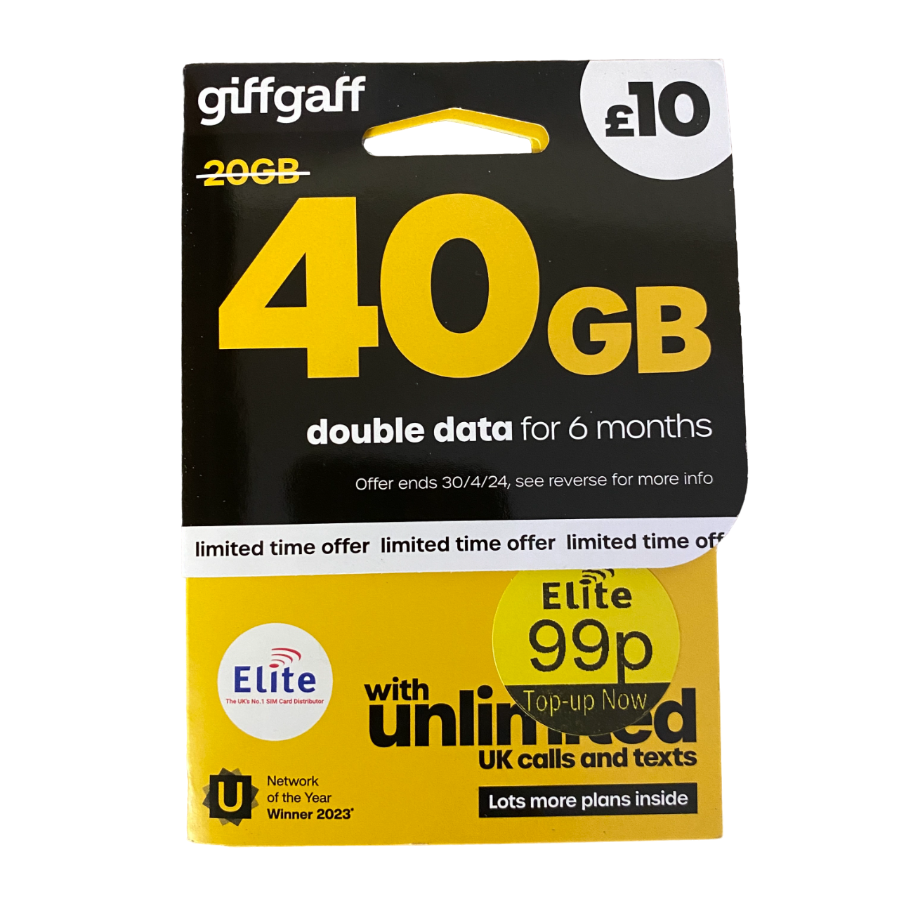 giffgaff Pay As You Go Sim Card - £10