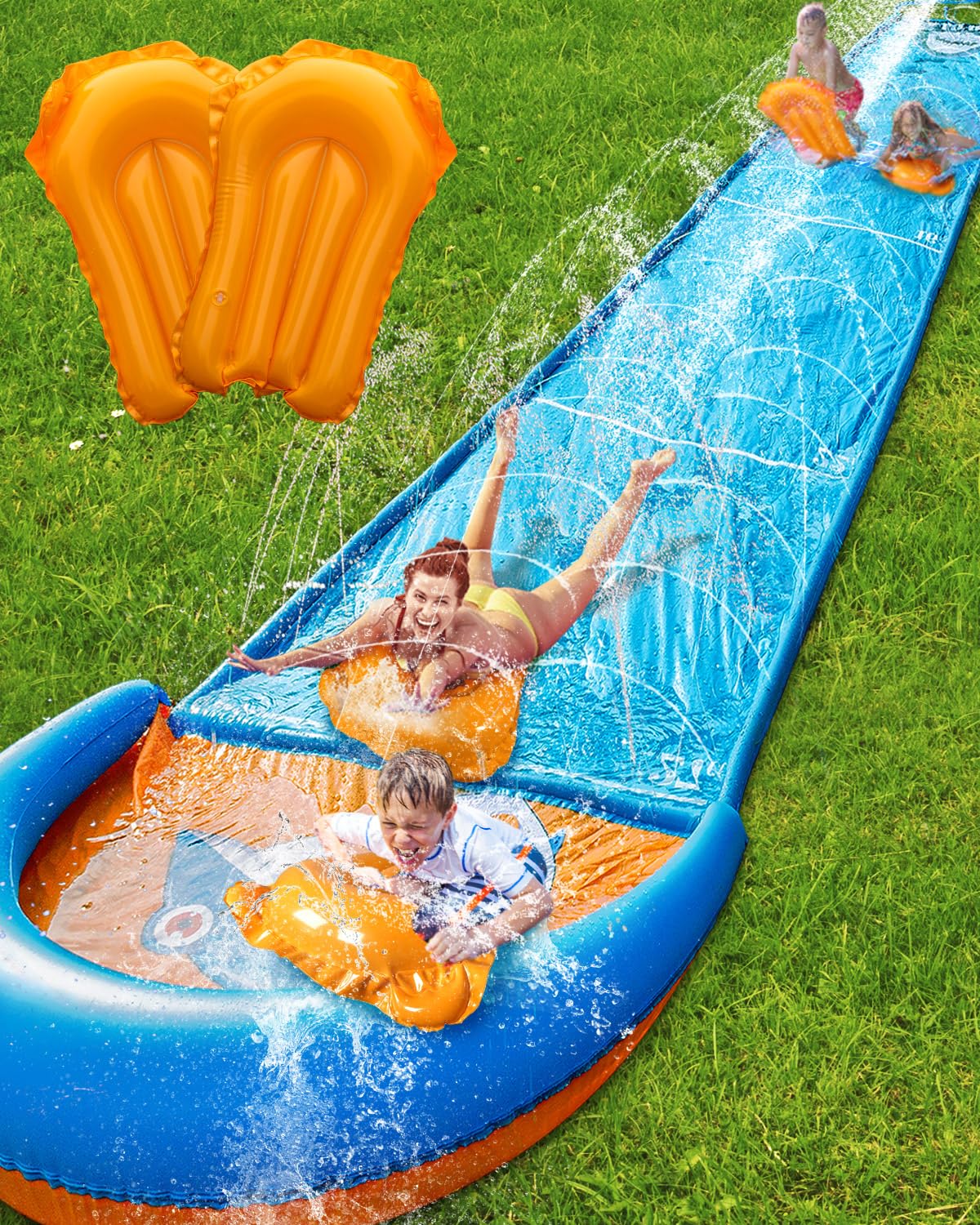 Spring Water Slip and Water Slide – 32ft Backyard Water Toy with Sprinkler