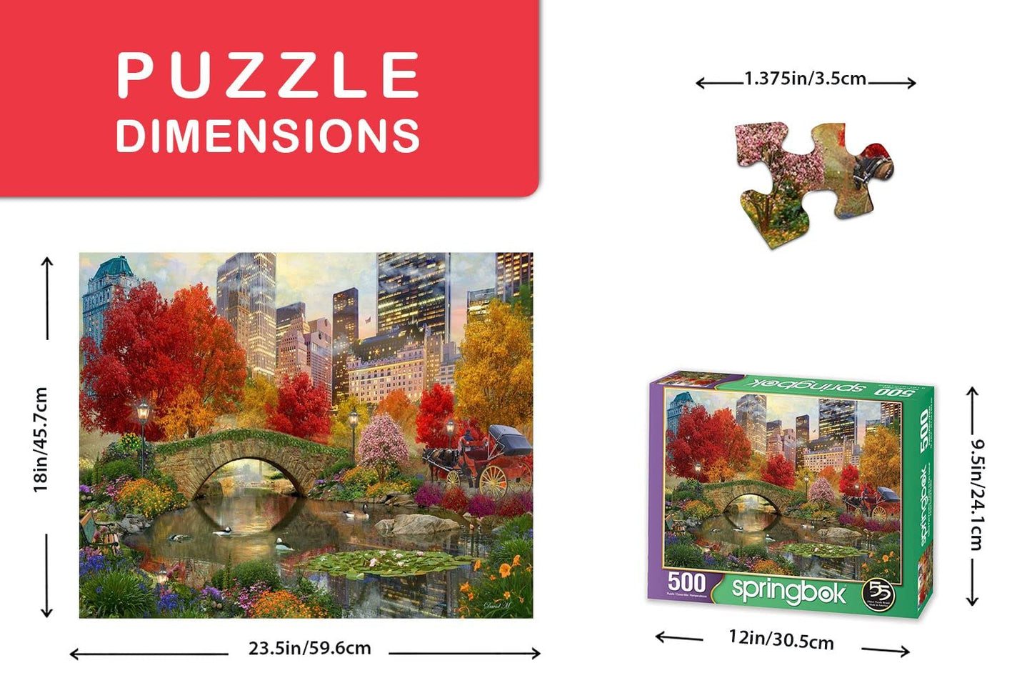 Springbok 500-Piece Jigsaw Puzzle Central Park Paradise – Made in USA