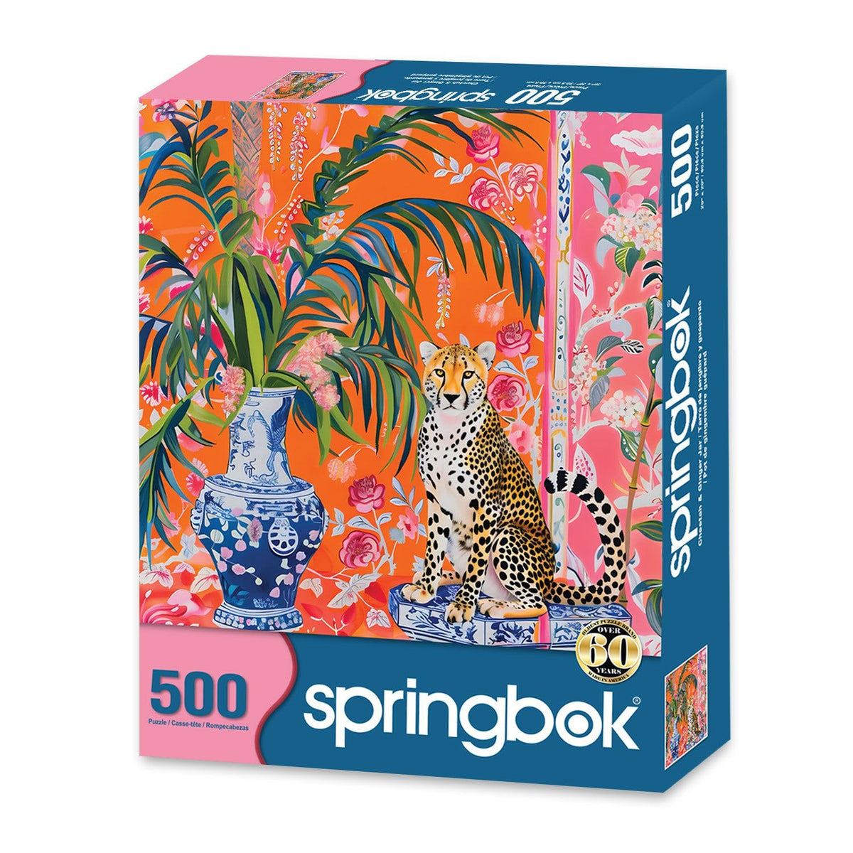 Springbok Cheetah and Ginger Jar 500-Piece Puzzle for Adults | Unique Cut Pieces | Made in USA