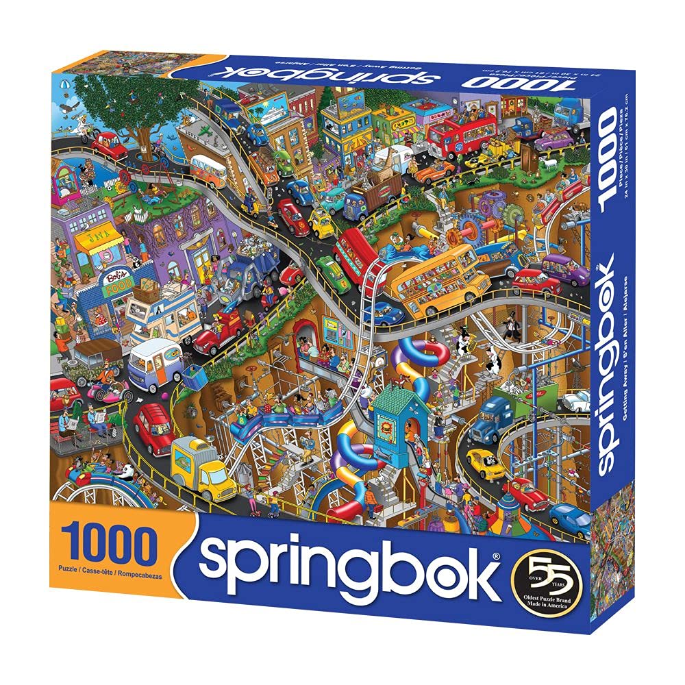 Springbok Getting Away 1000-Piece Jigsaw Puzzle – Cartoon Transportation