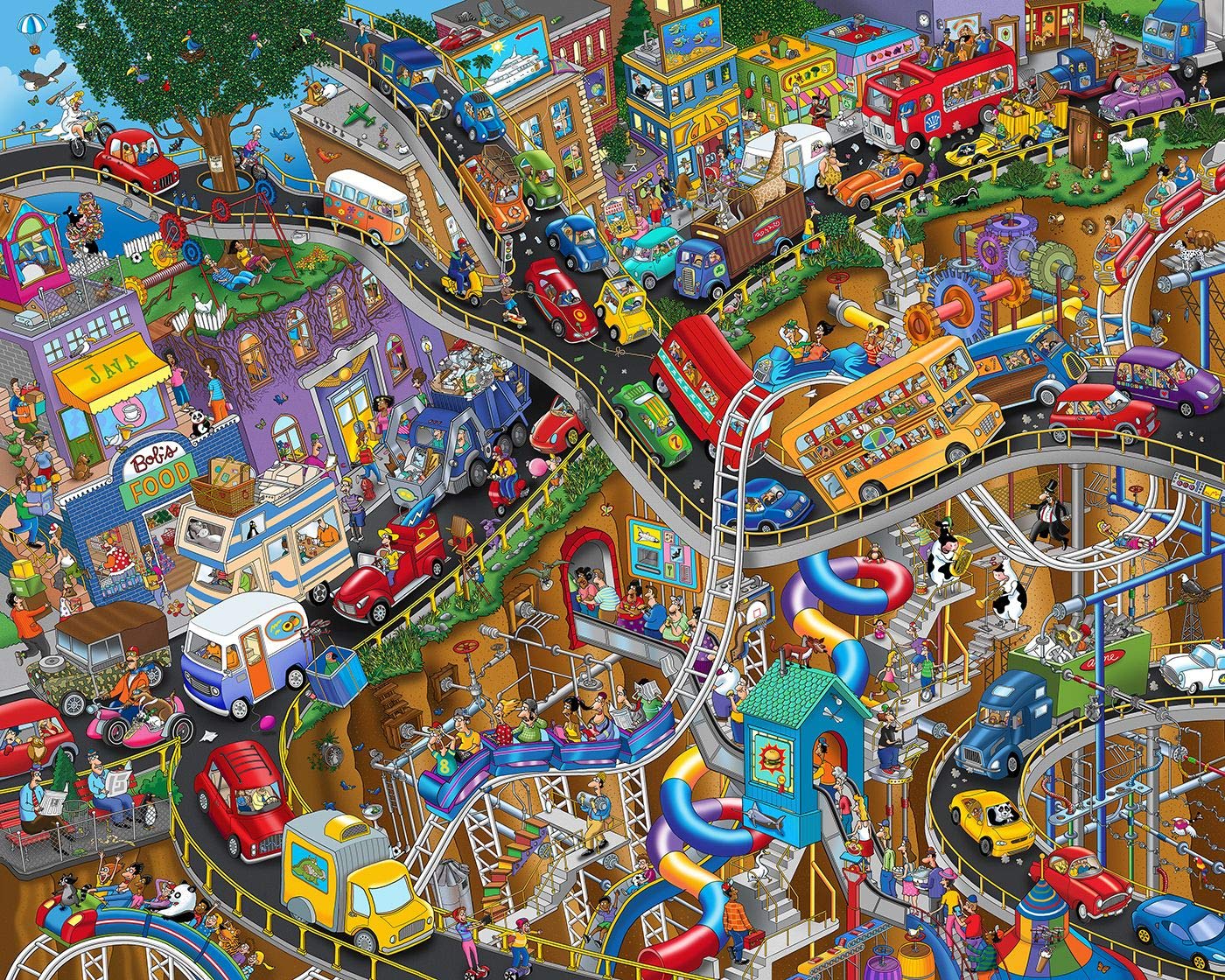 Springbok Getting Away 1000-Piece Jigsaw Puzzle – Cartoon Transportation