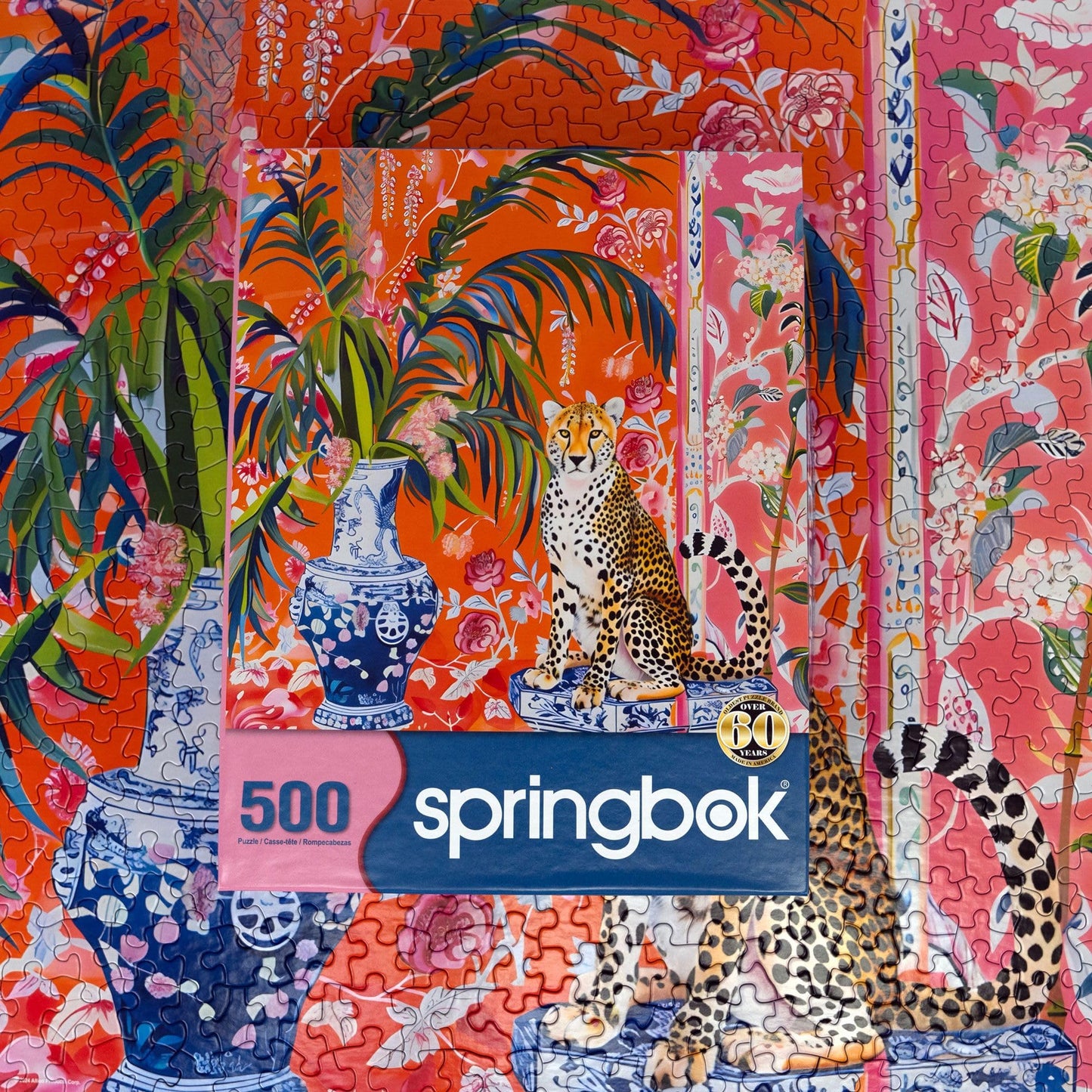 Springbok Cheetah and Ginger Jar 500-Piece Puzzle for Adults | Unique Cut Pieces | Made in USA