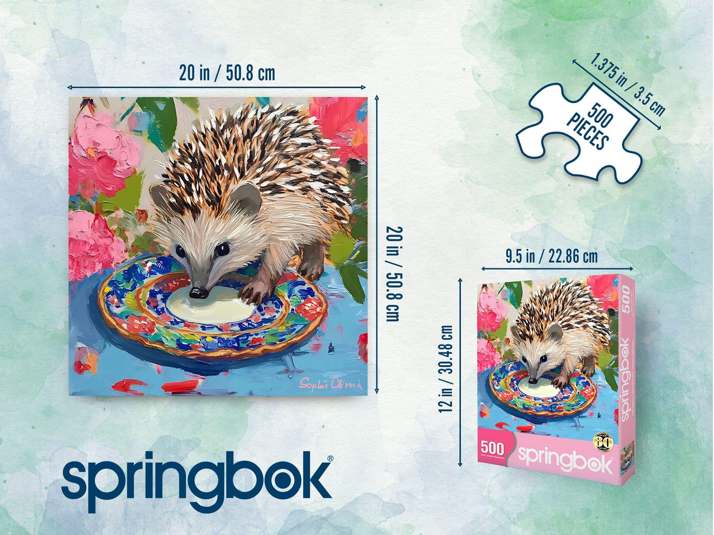 Springbok Little Explorer 500-Piece Jigsaw Puzzle for Adults & Families – Adorable Hedgehog, Unique Cut Pieces