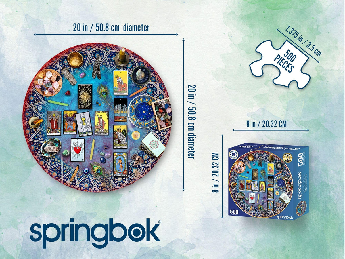 Springbok Tarot Crystal Magic 500-Piece Round Puzzle for Adults | Mystic Tarot Table