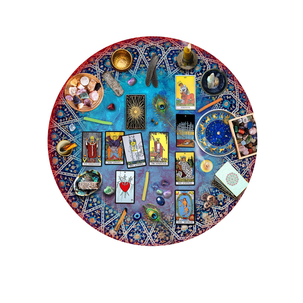 Springbok Tarot Crystal Magic 500-Piece Round Puzzle for Adults | Mystic Tarot Table