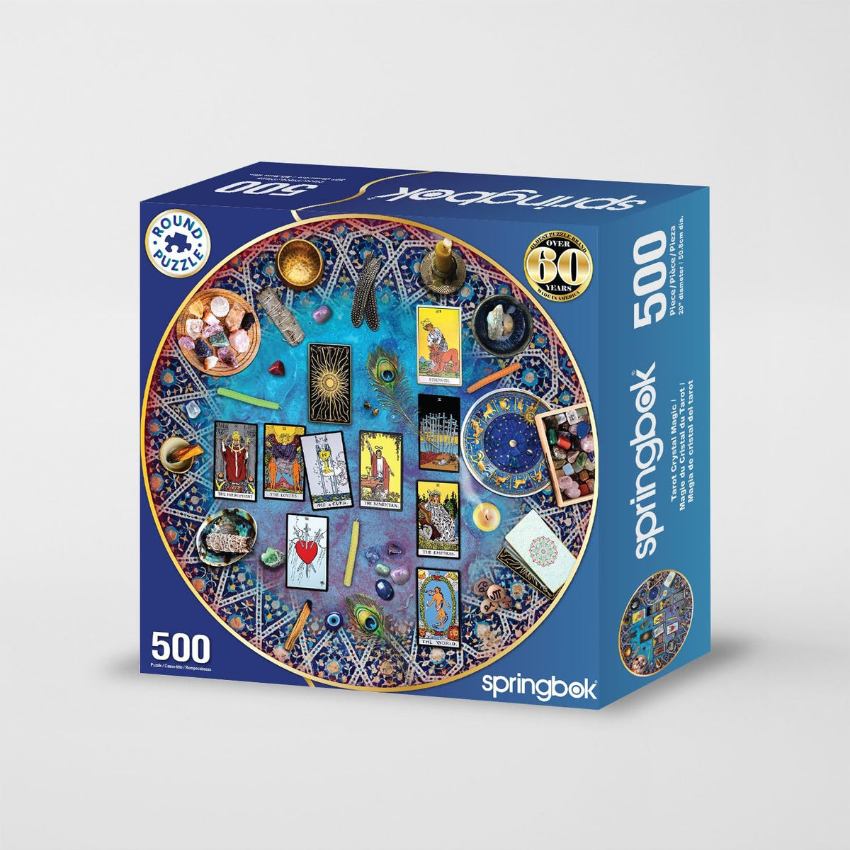 Springbok Tarot Crystal Magic 500-Piece Round Puzzle for Adults | Mystic Tarot Table