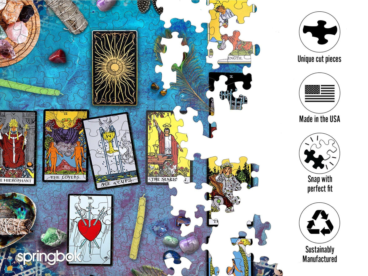 Springbok Tarot Crystal Magic 500-Piece Round Puzzle for Adults | Mystic Tarot Table
