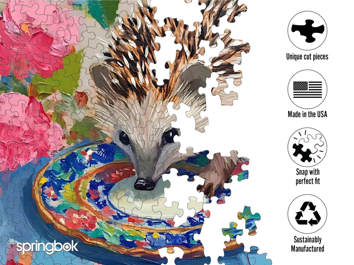 Springbok Little Explorer 500-Piece Jigsaw Puzzle for Adults & Families – Adorable Hedgehog, Unique Cut Pieces