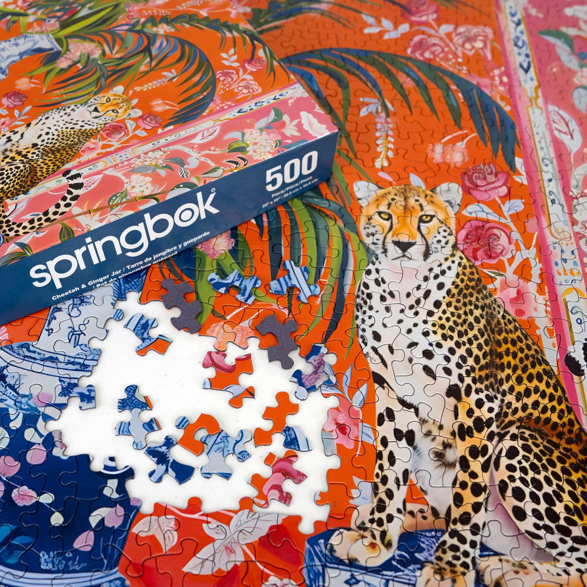 Springbok Cheetah and Ginger Jar 500-Piece Puzzle for Adults | Unique Cut Pieces | Made in USA