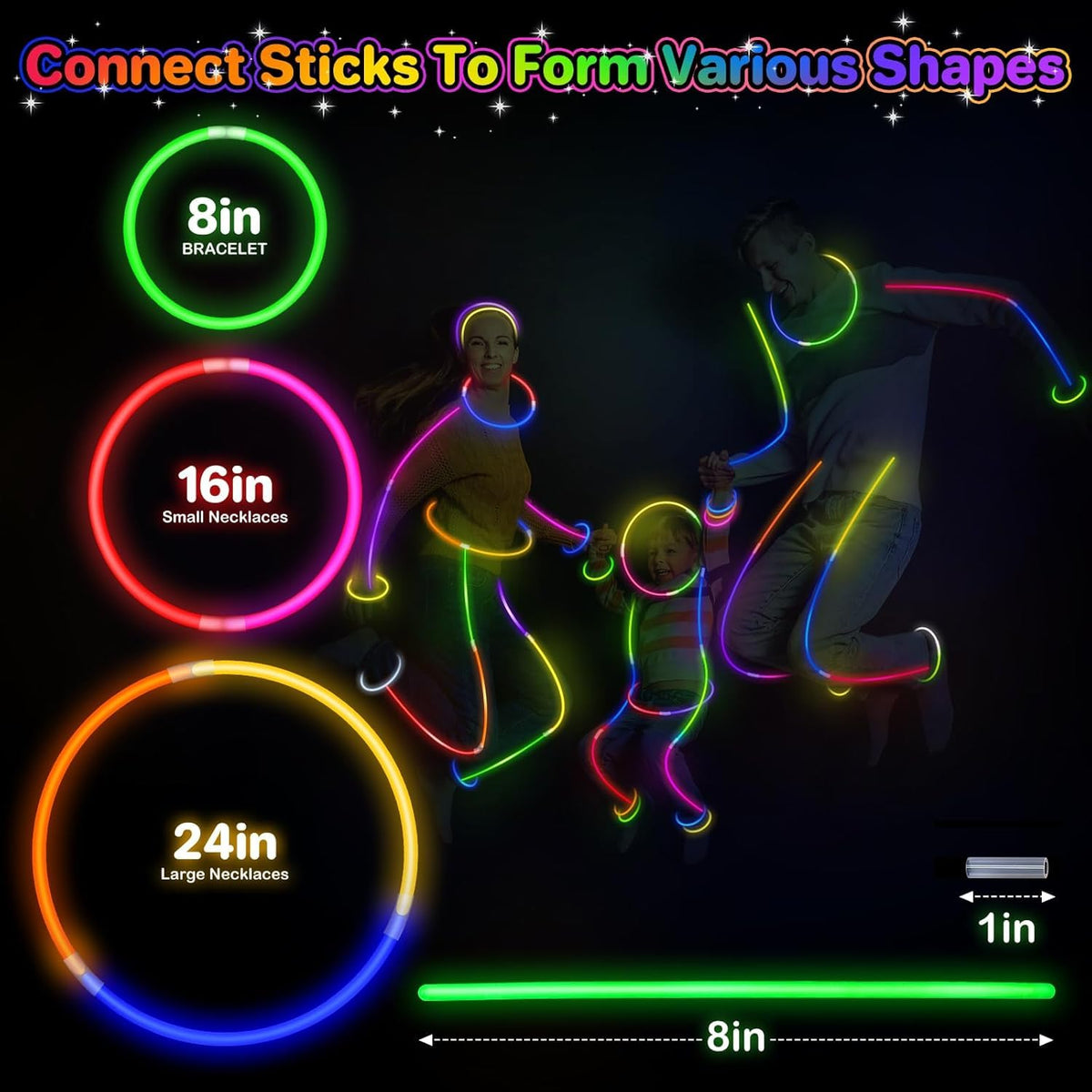 SpringFlower 100 PCS Glow Sticks Bulk – 8-Inch Glow in the Dark Party Favors for Kids & Adults