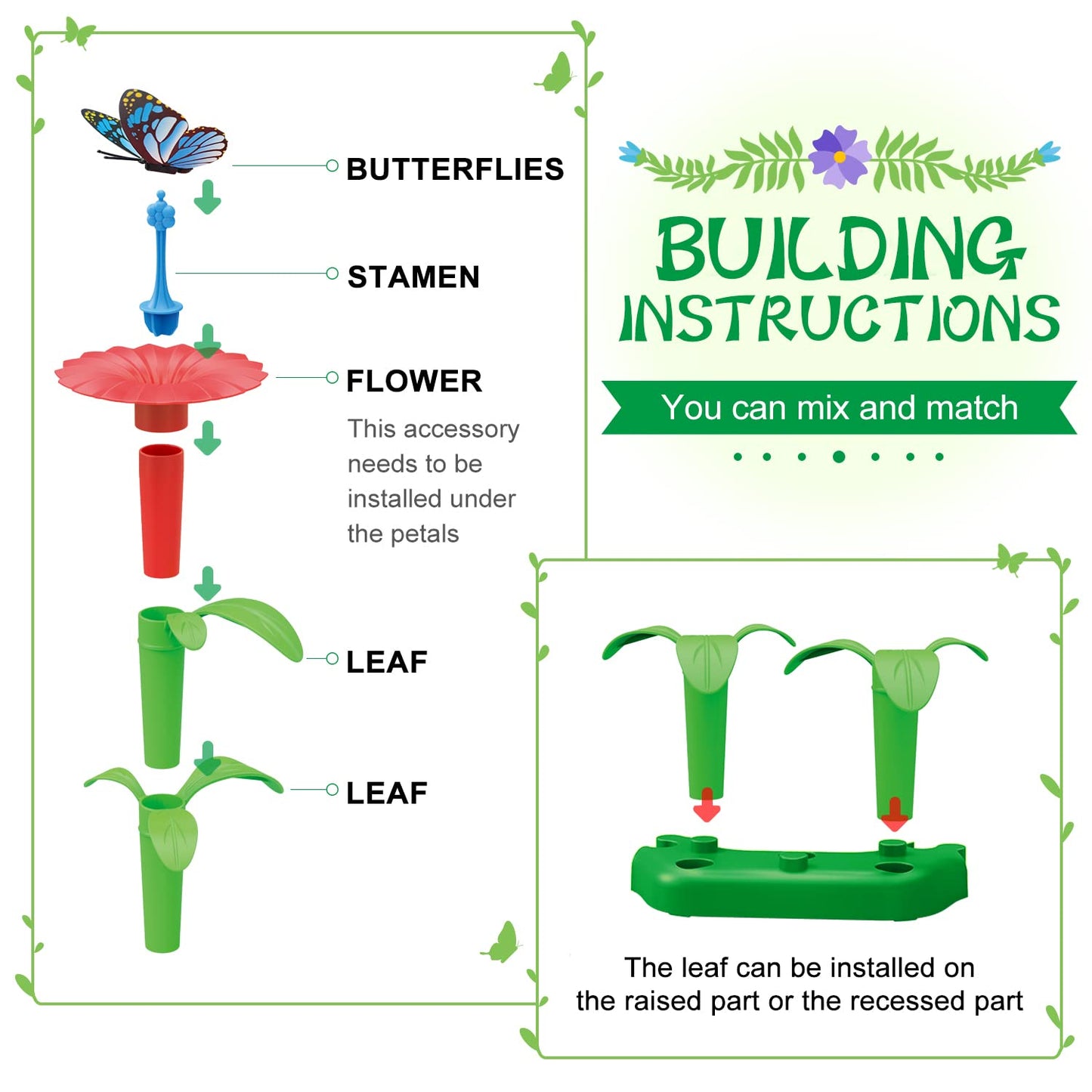 SpringFlower Flower Garden Building Kit for Girls 3-7 — 148pcs STEM Toy with Storage Case