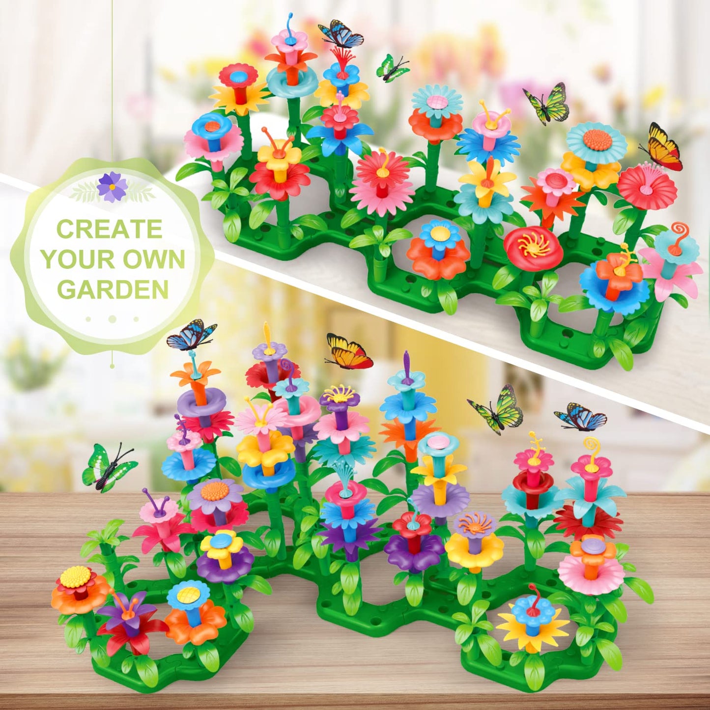 SpringFlower Flower Garden Building Kit for Girls 3-7 — 148pcs STEM Toy with Storage Case