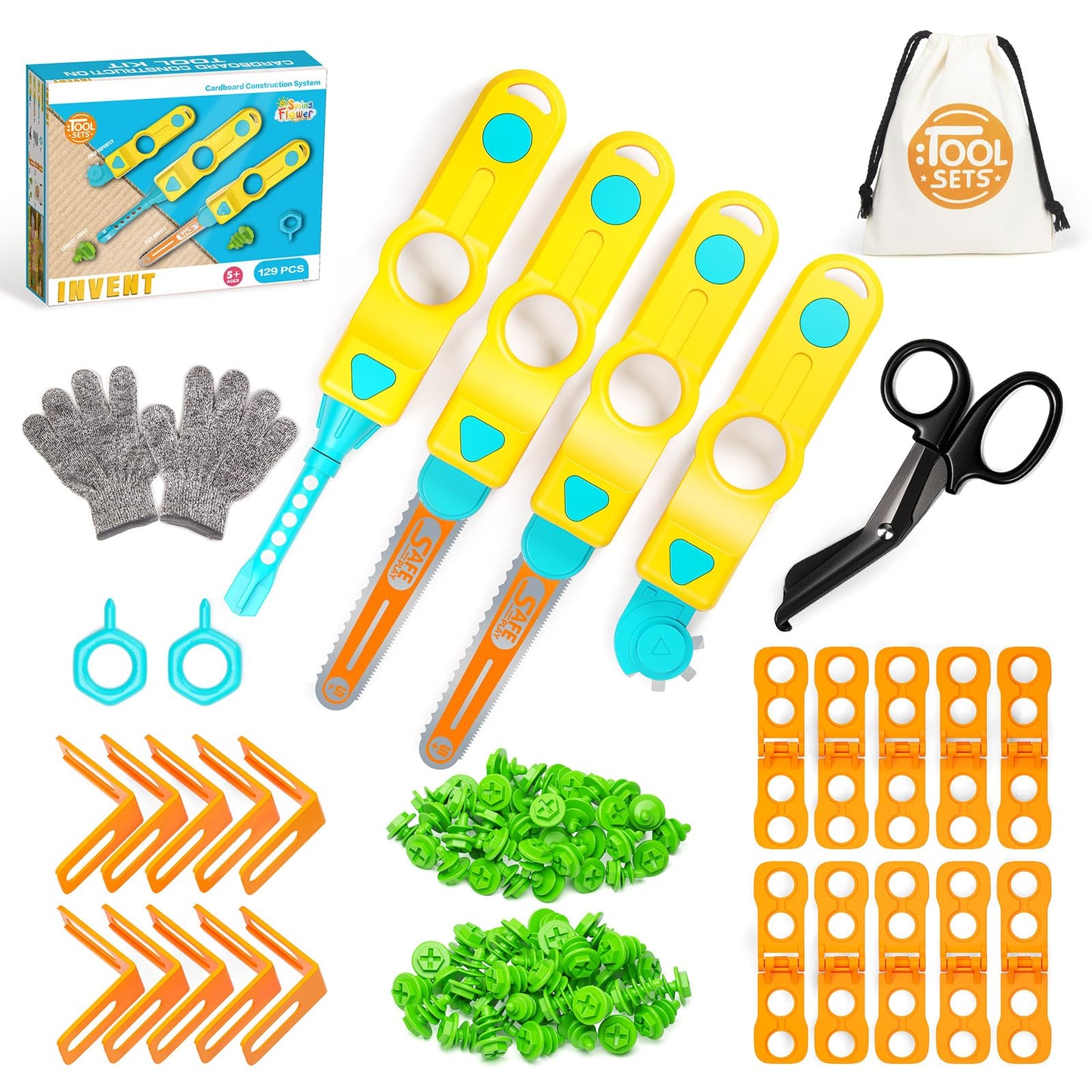 SpringFlower Cardboard Cutter Kit for Kids — 129 PCS STEM Building Toy