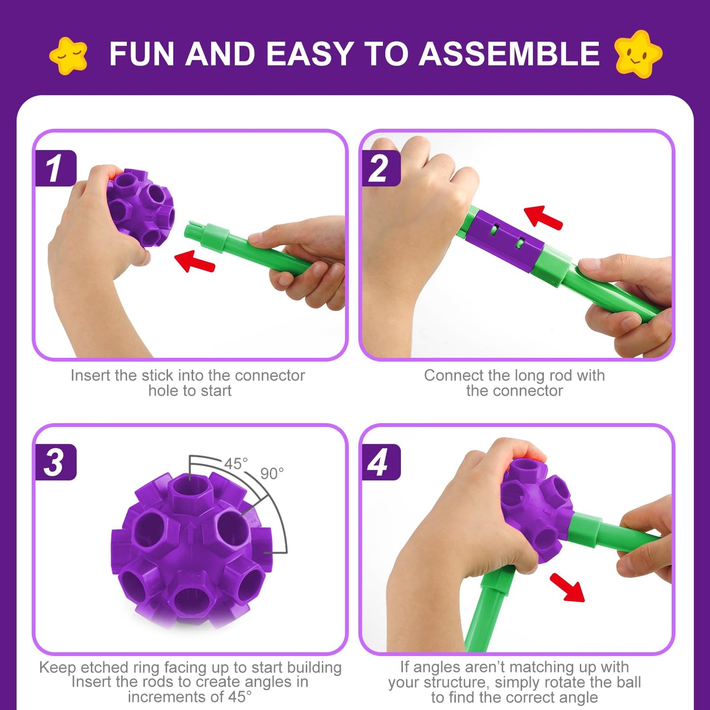 SpringFlower Glow In The Dark Fort Building Kit – 140 Pcs, STEM Construction Toy for Kids