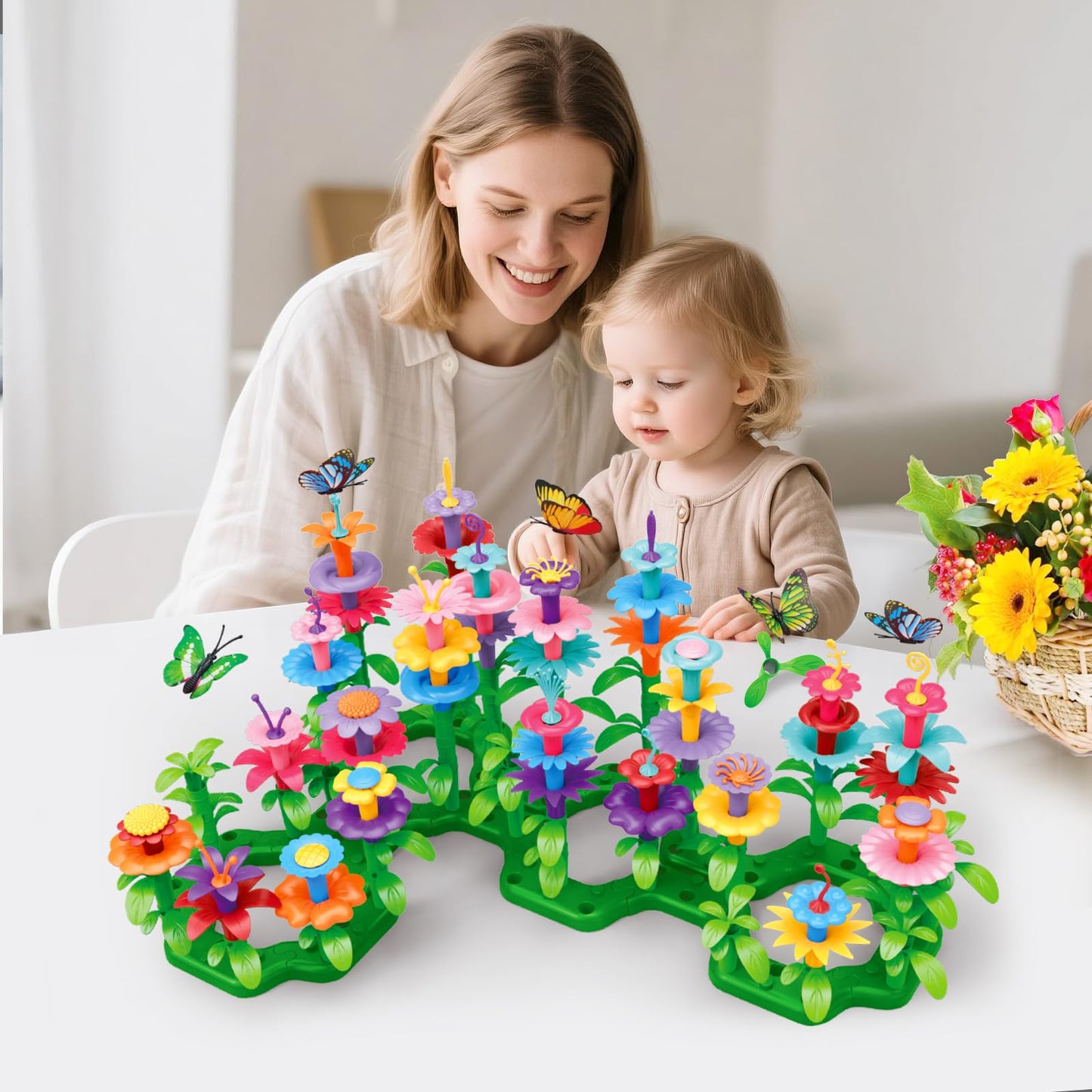 SpringFlower Flower Garden Building Kit for Girls 3-7 — 148pcs STEM Toy with Storage Case