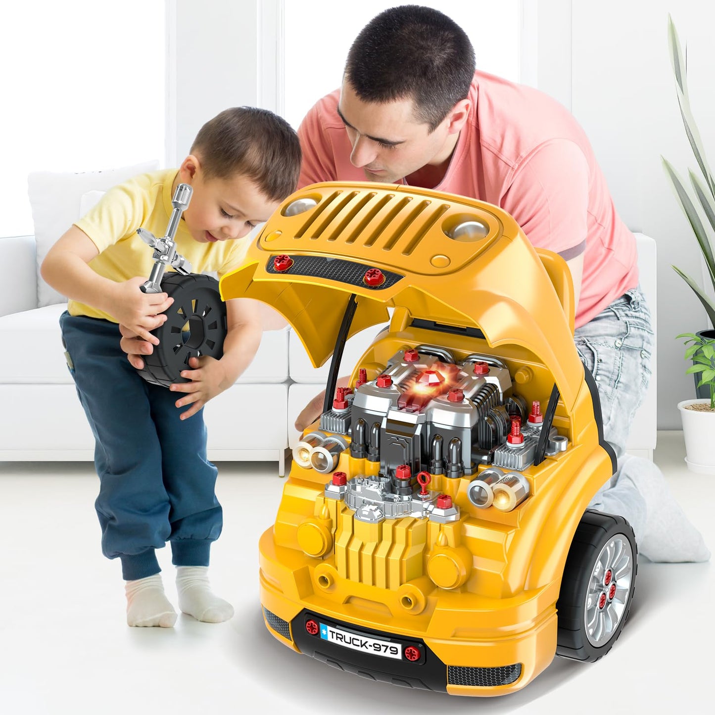 SpringFlower Large Truck Engine Repair Set for Kids – Take-Apart Vehicle Builder (Ages 3-8)