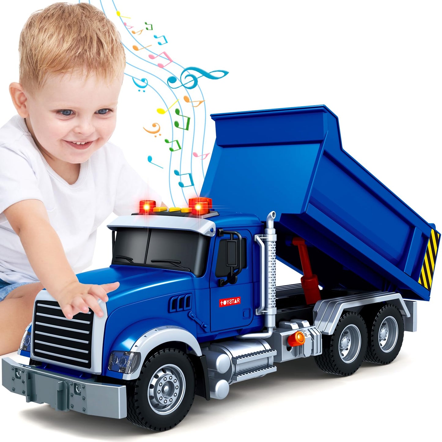 SpringFlower Large Dump Truck Toy – 15-Inch with Sound & Light for 3–8 Years Olds | Indoor & Outdoor Play Gift
