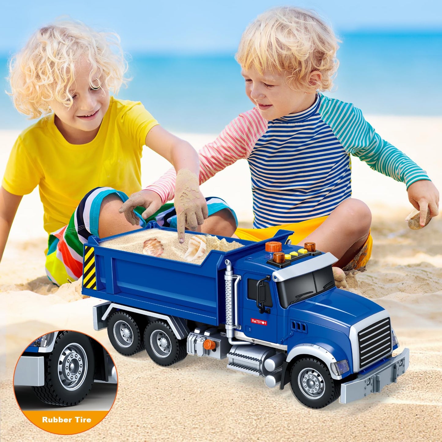 SpringFlower Large Dump Truck Toy – 15-Inch with Sound & Light for 3–8 Years Olds | Indoor & Outdoor Play Gift