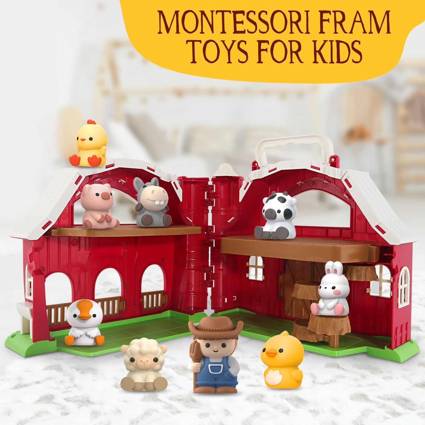 SpringFlower Big Barn Toy for Toddlers 1–3 | Farm Animal Montessori Playset