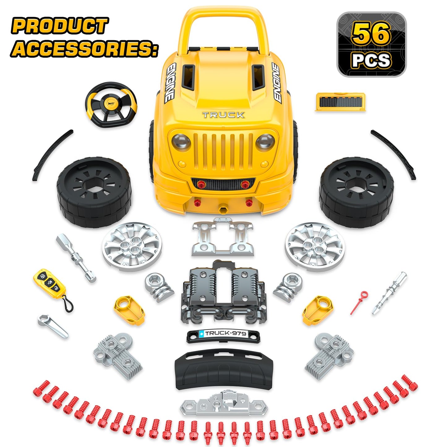 SpringFlower Large Truck Engine Repair Set for Kids – Take-Apart Vehicle Builder (Ages 3-8)