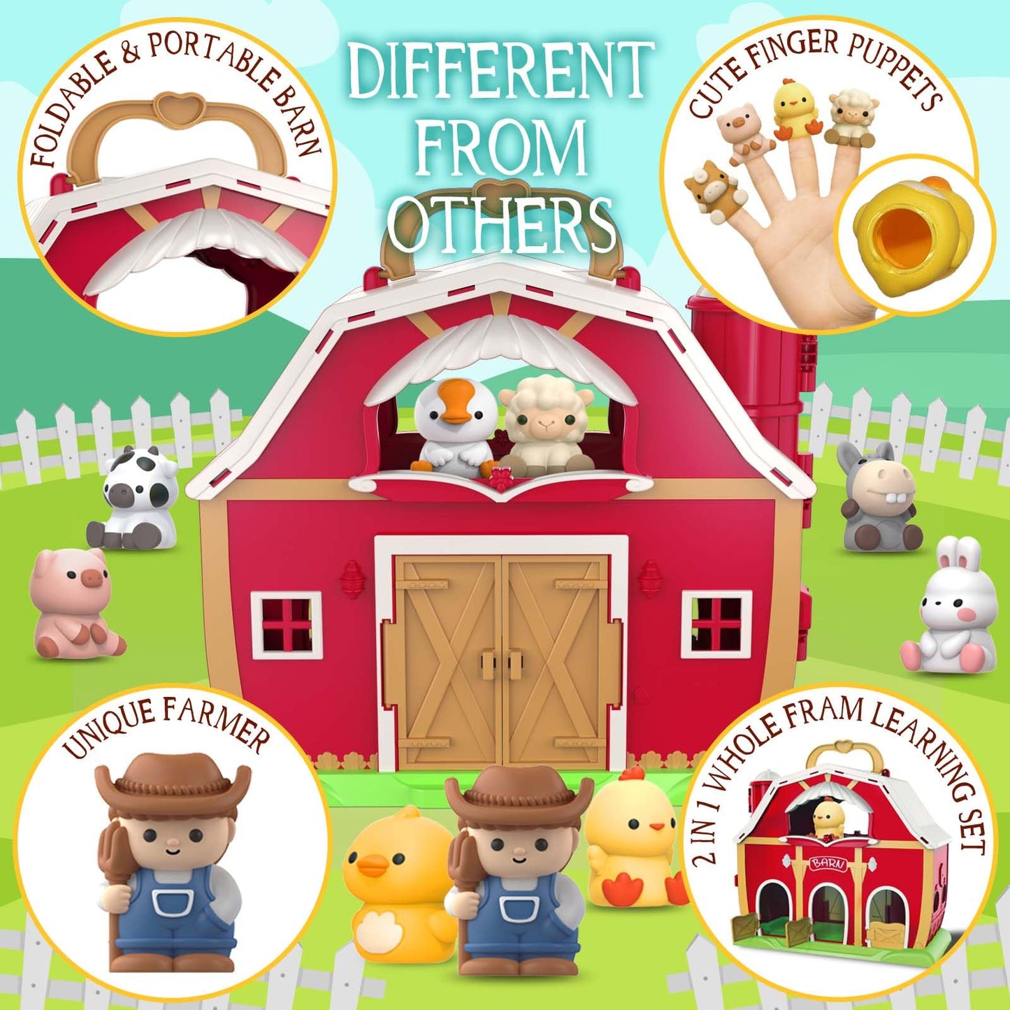 SpringFlower Big Barn Toy for Toddlers 1–3 | Farm Animal Montessori Playset