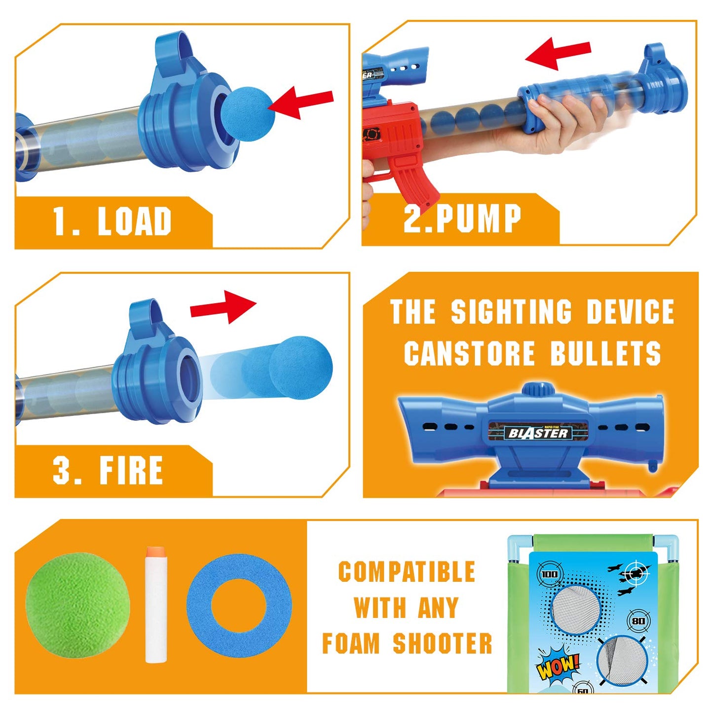 SpringFlower Shooting Game Toy – 2-Pack Foam Ball Popper with Standing Target for Kids (Ages 5+)