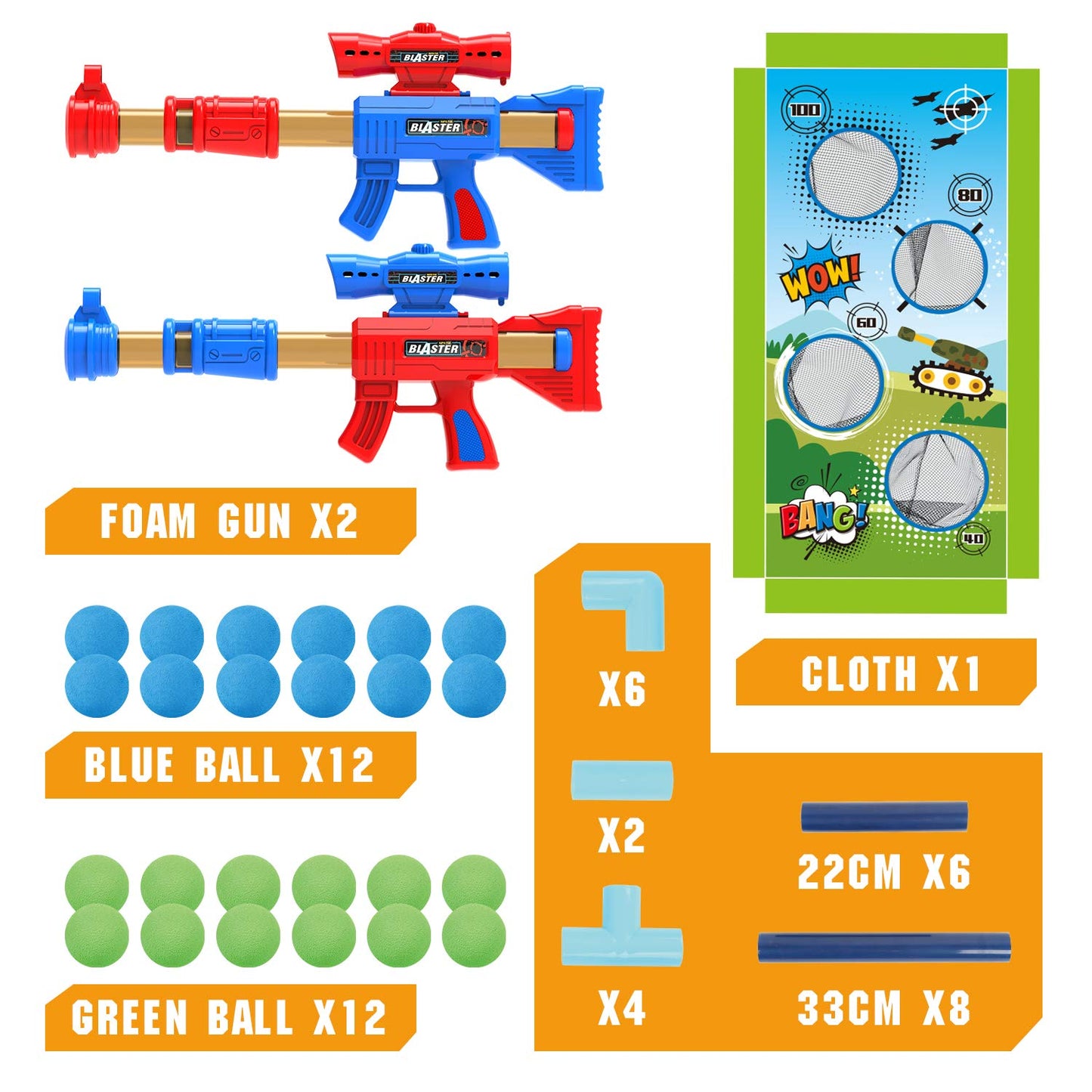 SpringFlower Shooting Game Toy – 2-Pack Foam Ball Popper with Standing Target for Kids (Ages 5+)