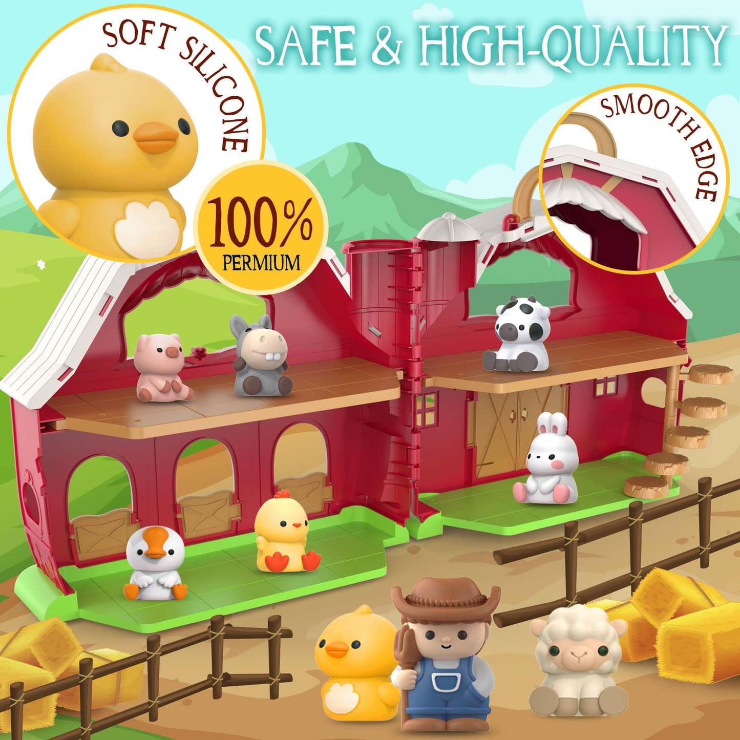 SpringFlower Big Barn Toy for Toddlers 1–3 | Farm Animal Montessori Playset