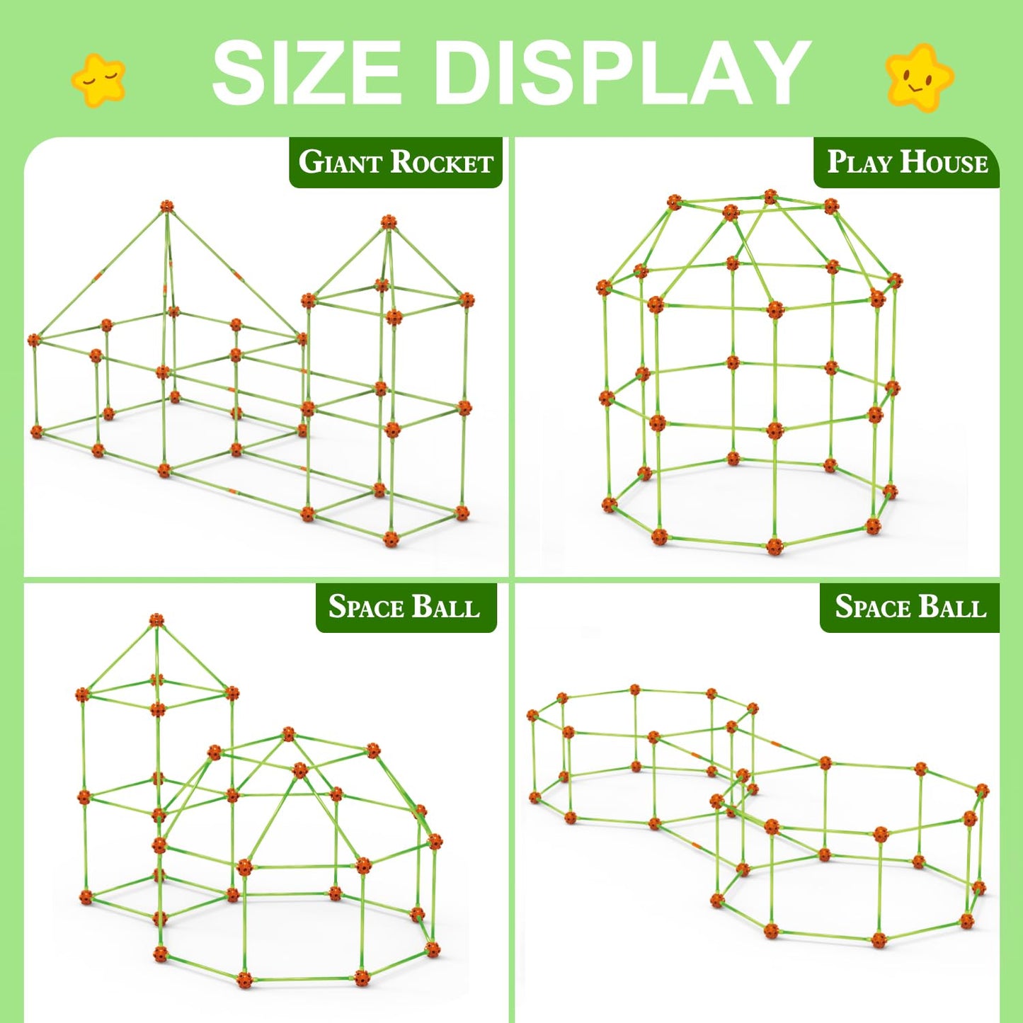 SpringFlower Fort Building Kit for Kids – 140-Piece STEM Construction Toy (Indoor & Outdoor)