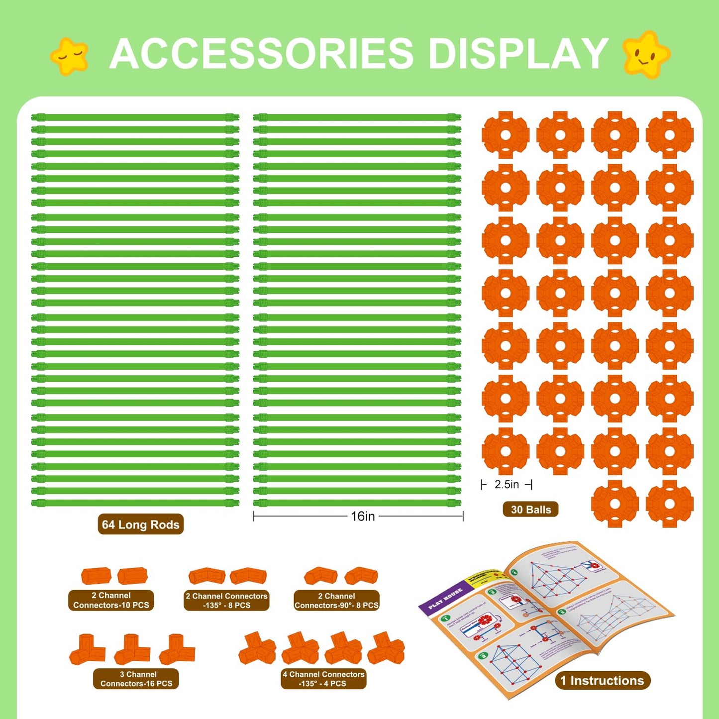 SpringFlower Fort Building Kit for Kids – 140-Piece STEM Construction Toy (Indoor & Outdoor)