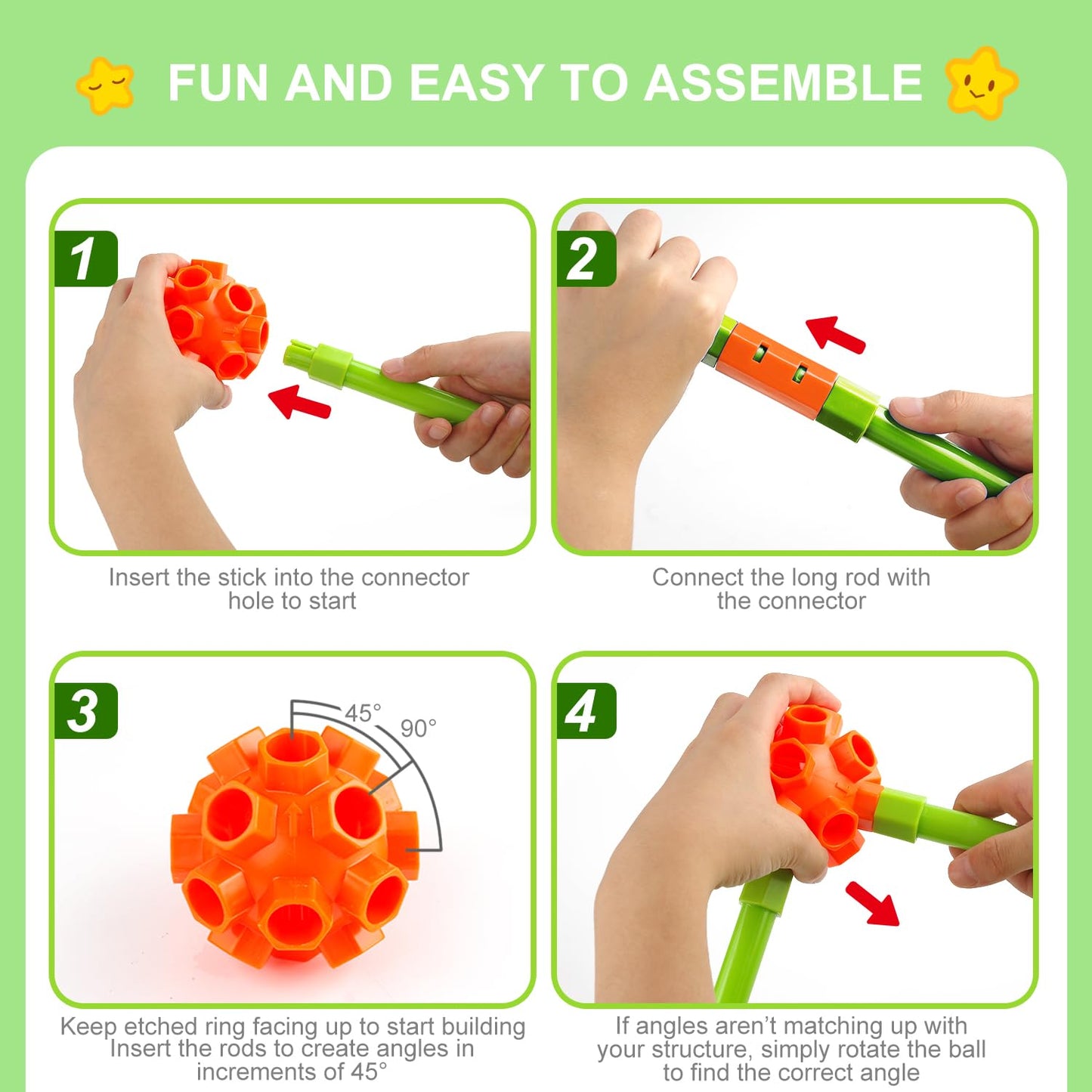 SpringFlower Fort Building Kit for Kids – 140-Piece STEM Construction Toy (Indoor & Outdoor)
