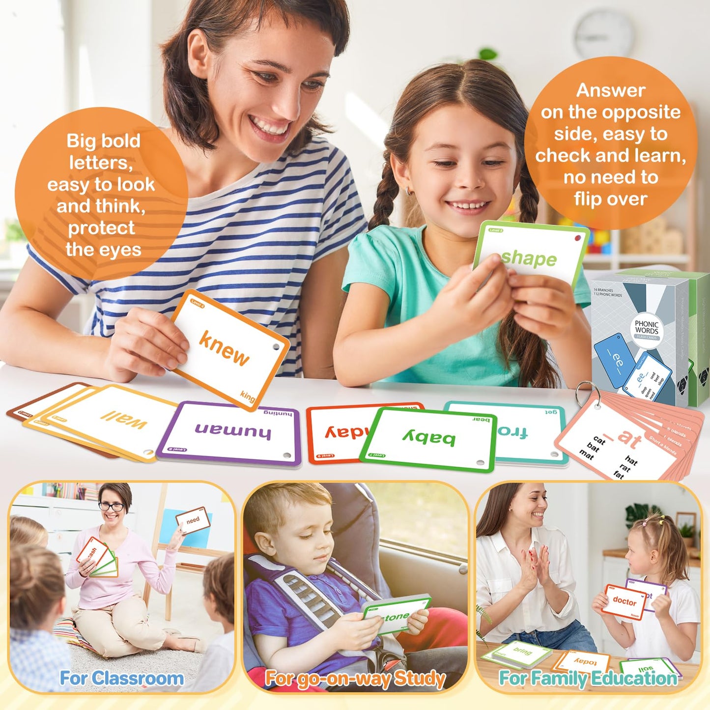 SpringFlower 1012 Sight Words Flash Cards — Dolch & Fry High-Frequency Words, 112 Phonics Cards (Pre-K–6th)