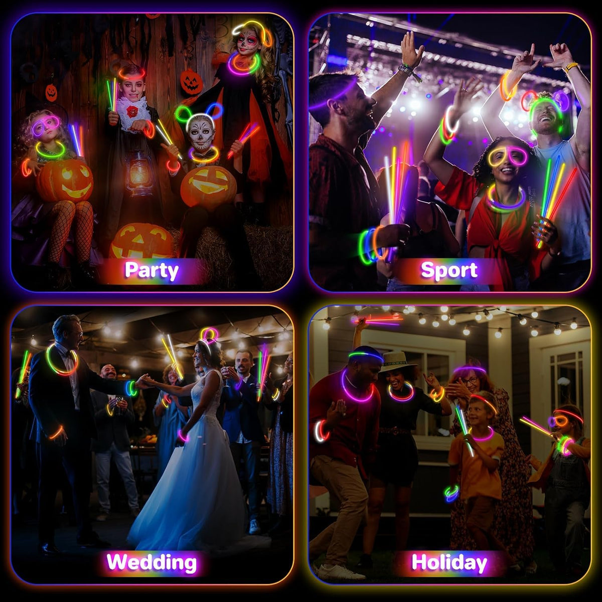 SpringFlower 100 PCS Glow Sticks Bulk – 8-Inch Glow in the Dark Party Favors for Kids & Adults