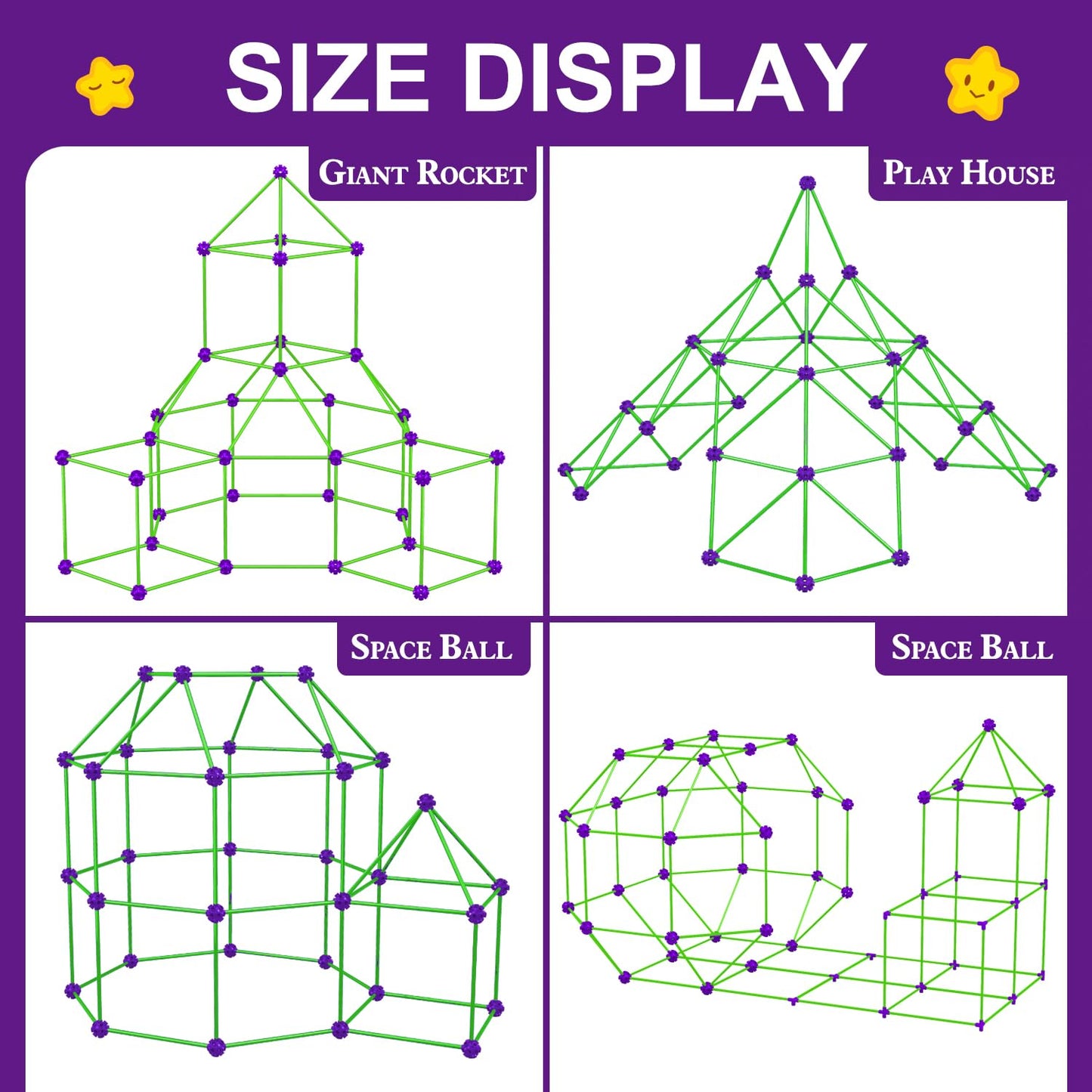 SpringFlower Glow In The Dark Fort Building Kit – 140 Pcs, STEM Construction Toy for Kids