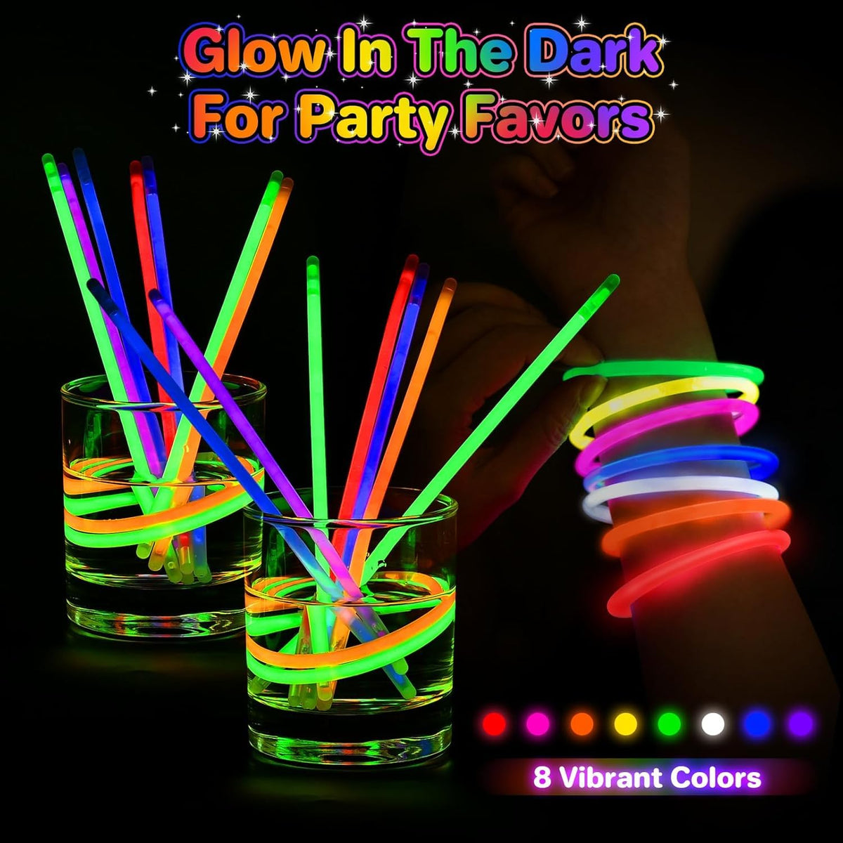 SpringFlower 100 PCS Glow Sticks Bulk – 8-Inch Glow in the Dark Party Favors for Kids & Adults