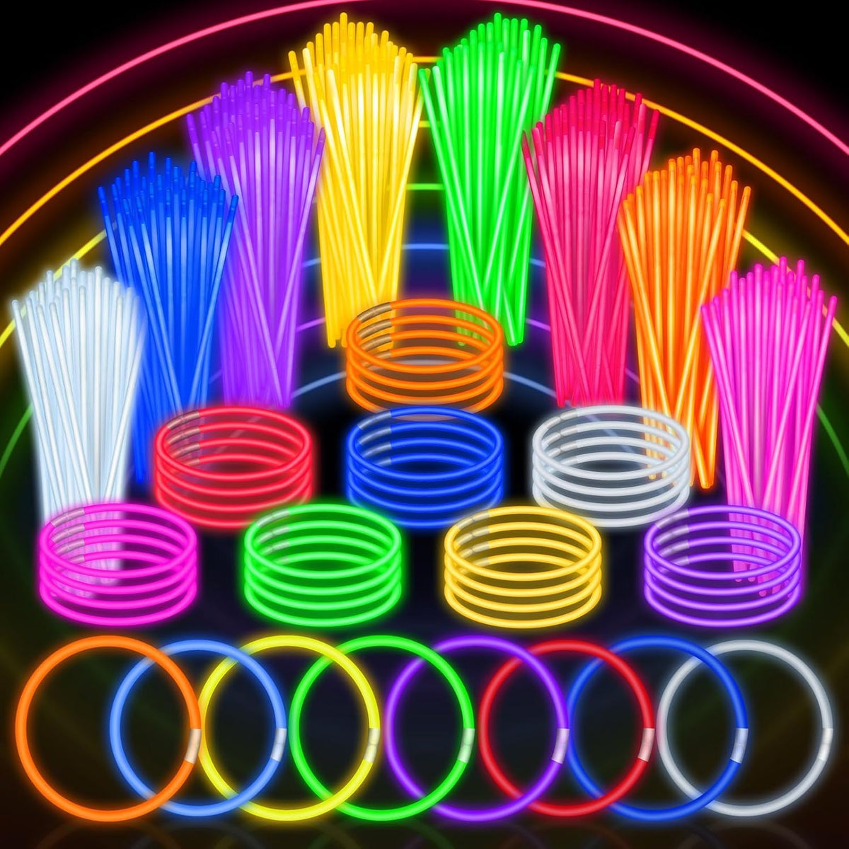 SpringFlower 100 PCS Glow Sticks Bulk – 8-Inch Glow in the Dark Party Favors for Kids & Adults