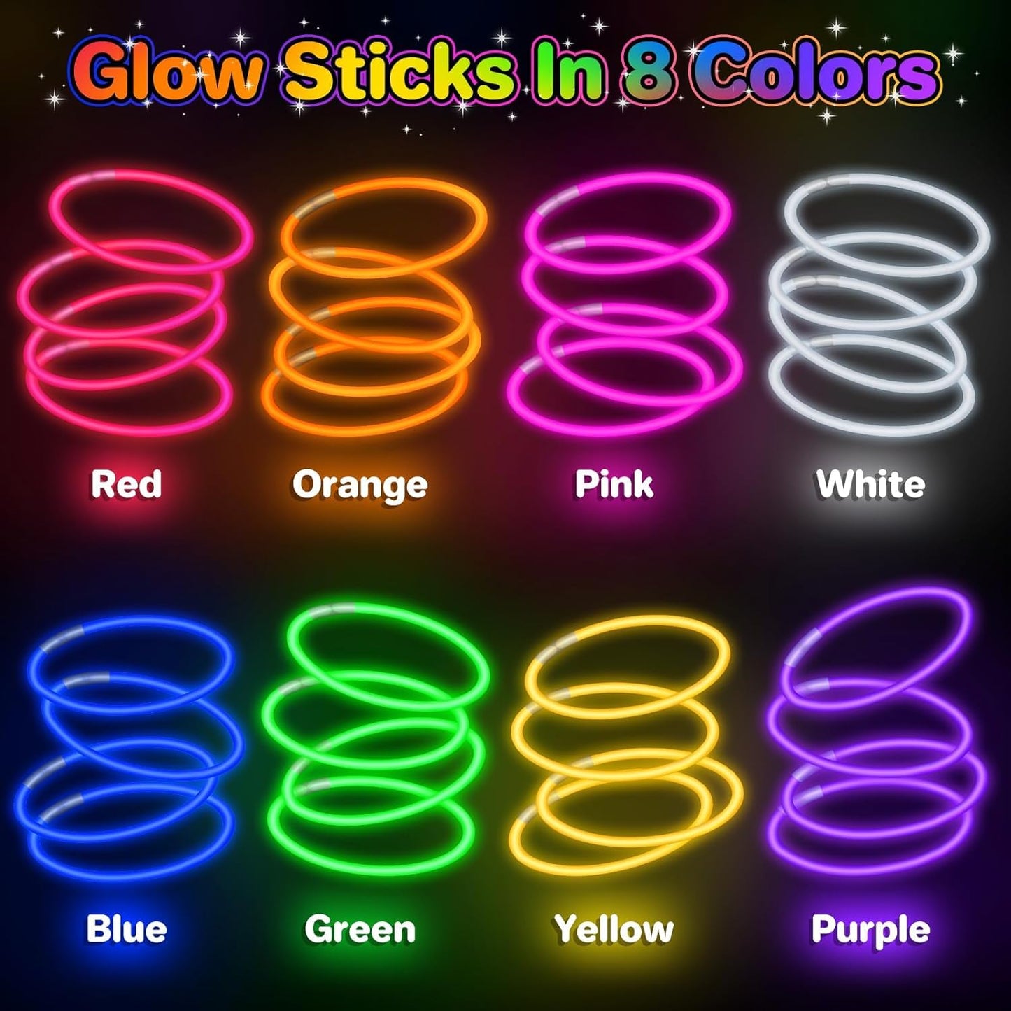 SpringFlower 100 PCS Glow Sticks Bulk – 8-Inch Glow in the Dark Party Favors for Kids & Adults