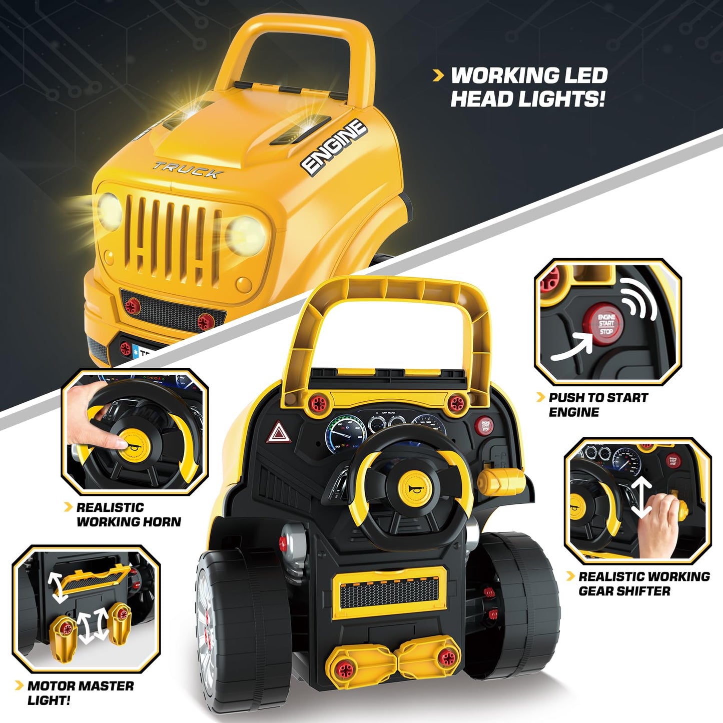 SpringFlower Large Truck Engine Repair Set for Kids – Take-Apart Vehicle Builder (Ages 3-8)