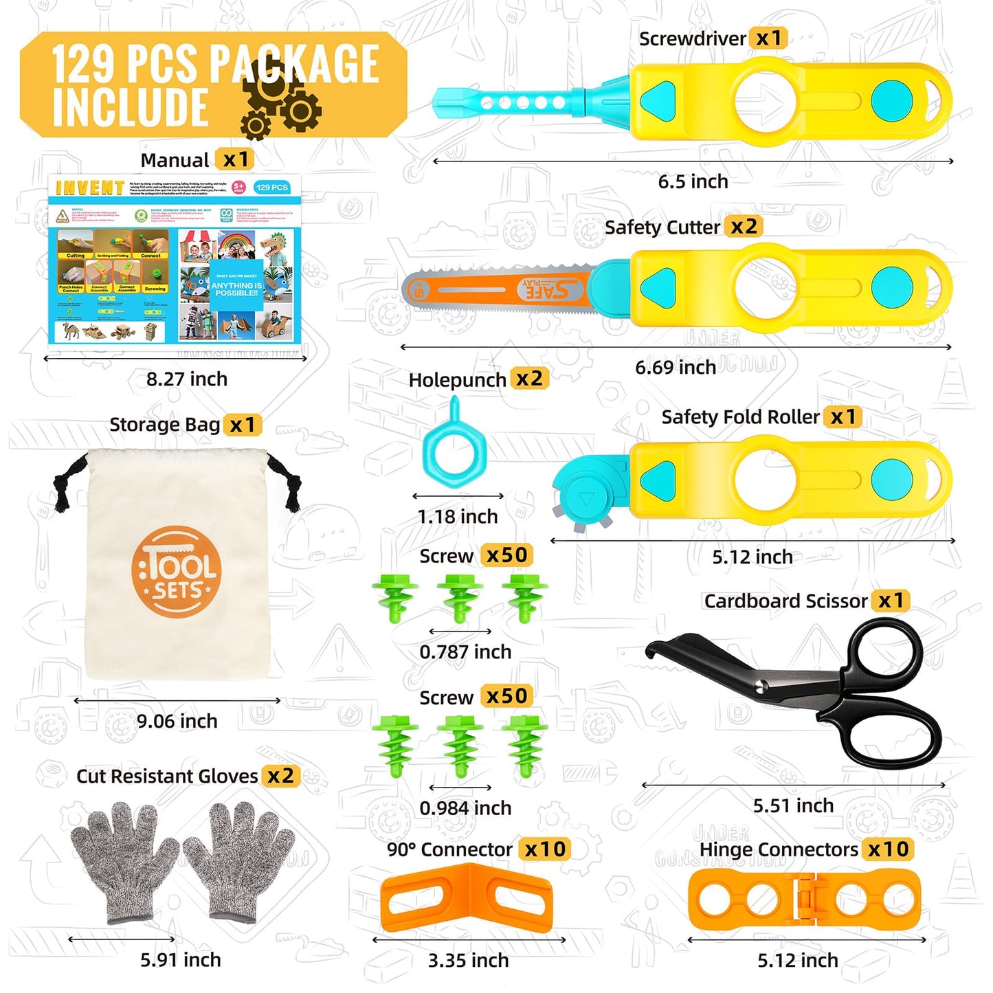 SpringFlower Cardboard Cutter Kit for Kids — 129 PCS STEM Building Toy