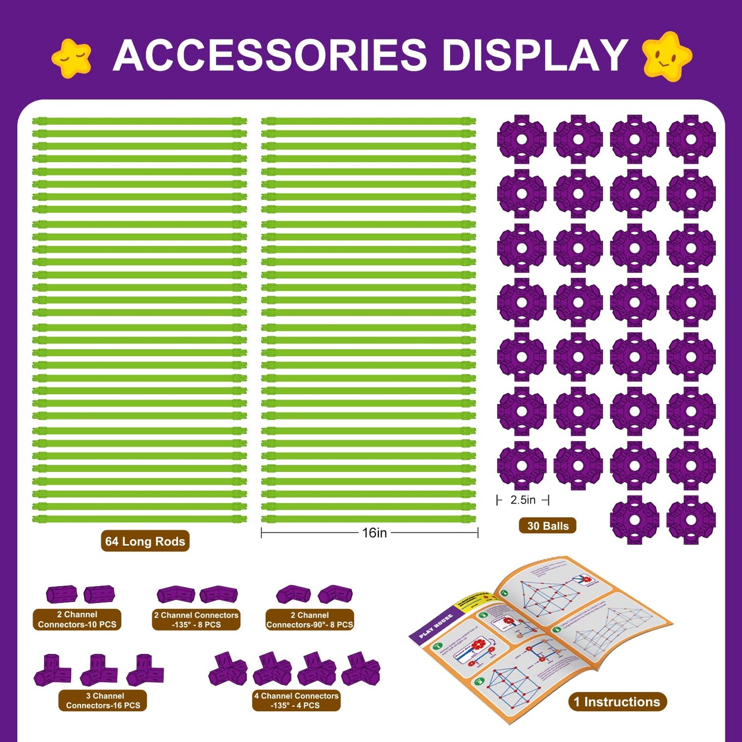 SpringFlower Glow In The Dark Fort Building Kit – 140 Pcs, STEM Construction Toy for Kids