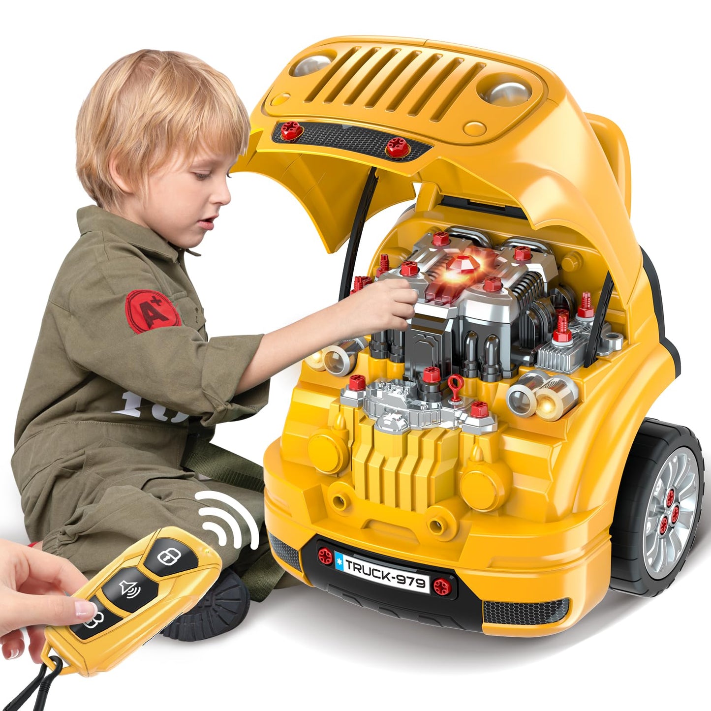 SpringFlower Large Truck Engine Repair Set for Kids – Take-Apart Vehicle Builder (Ages 3-8)