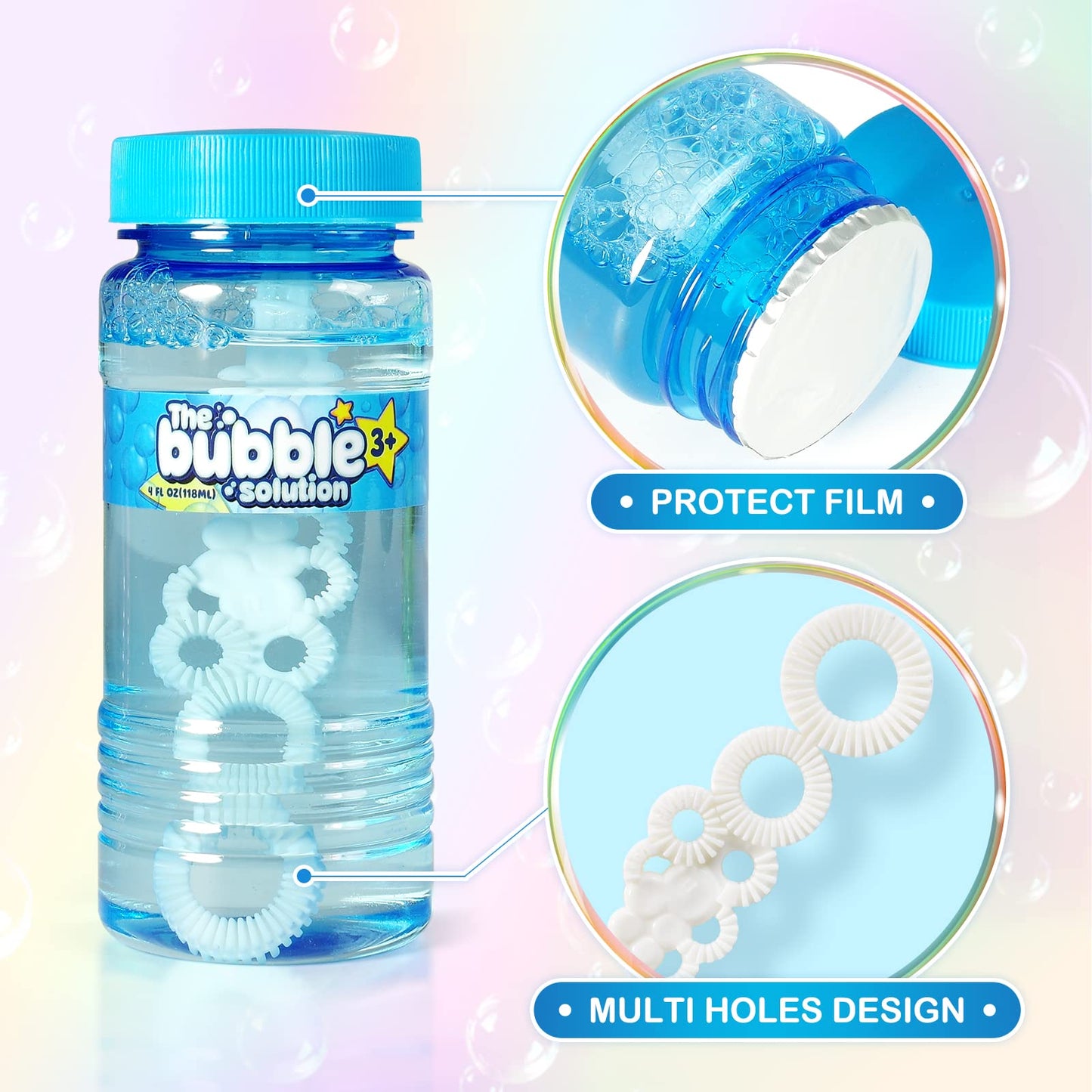 SpringFlower 36 Pcs Bubble Bottles with Wand – 6-Color Party Favors (4oz) for Kids