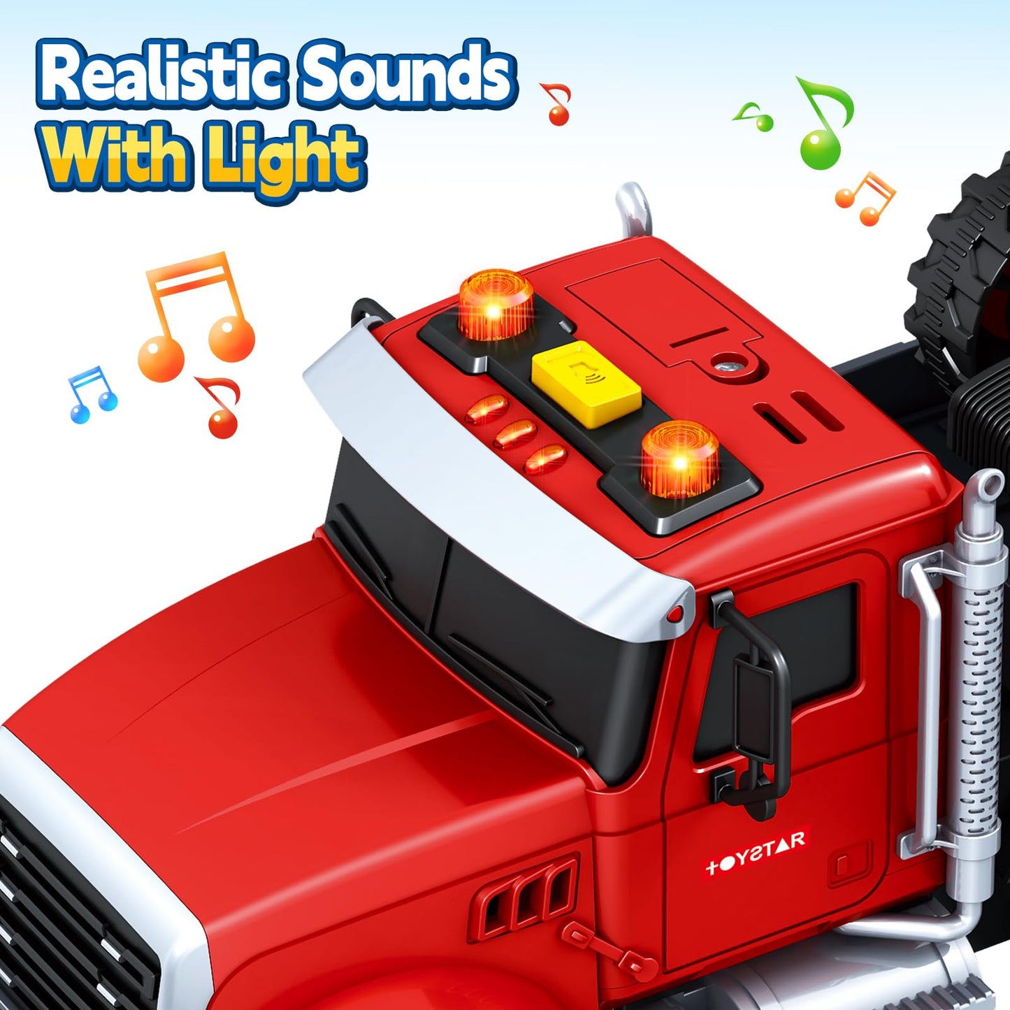 SpringFlower 21-Inch Extra Large Truck Toy with Tractor & Dump Truck | 3-in-1 Sounds & Lights