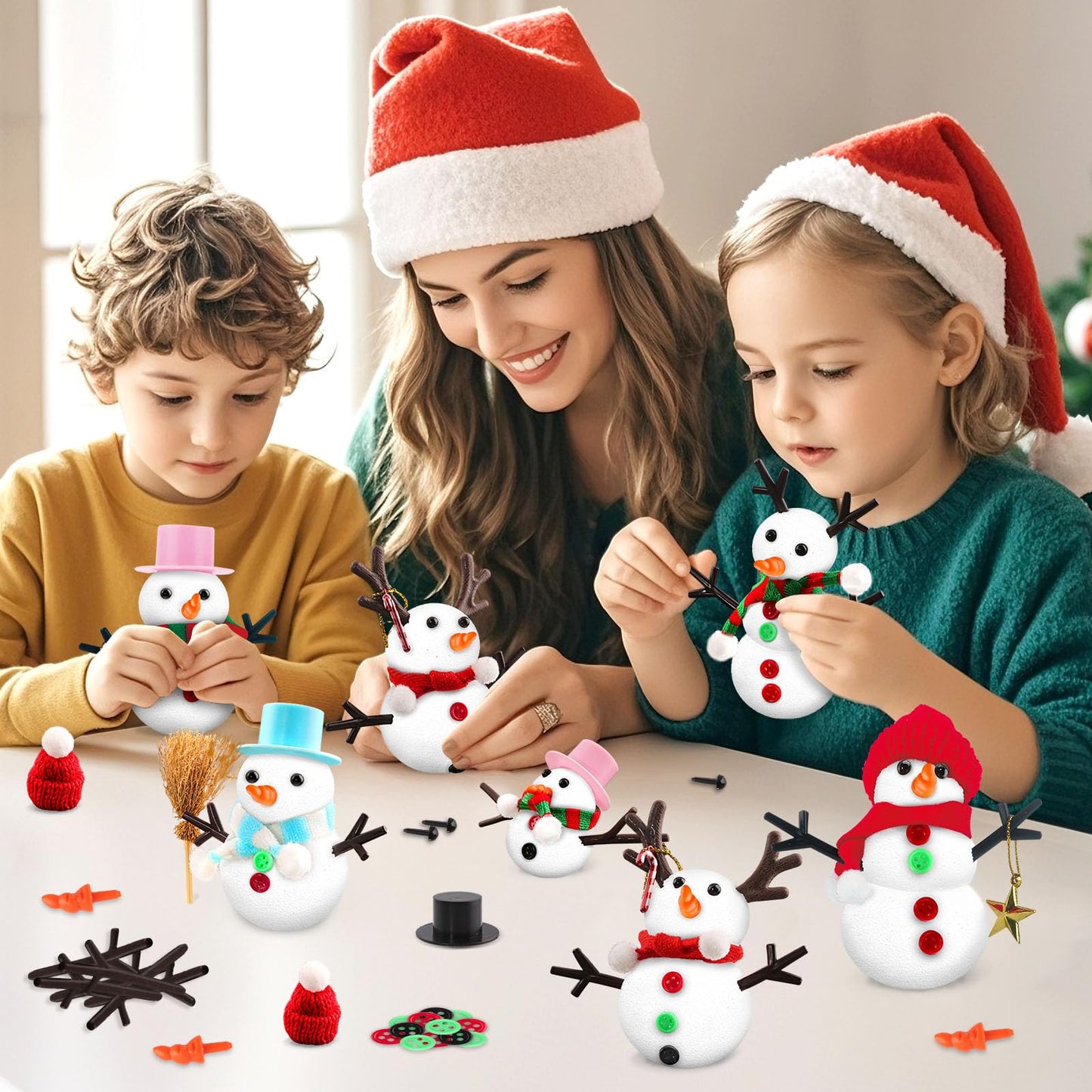 SpringFlower 12 Pack Christmas Snowman Kit for Kids – DIY Snowman Craft for Classroom, Home & Parties