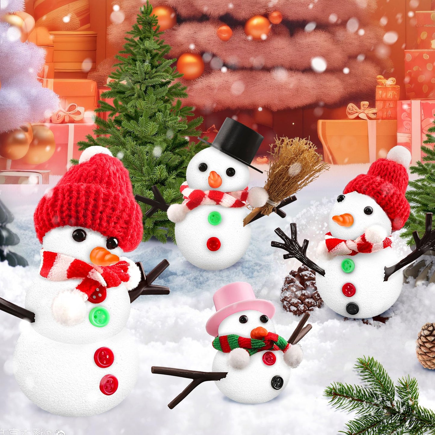 SpringFlower 12 Pack Christmas Snowman Kit for Kids – DIY Snowman Craft for Classroom, Home & Parties
