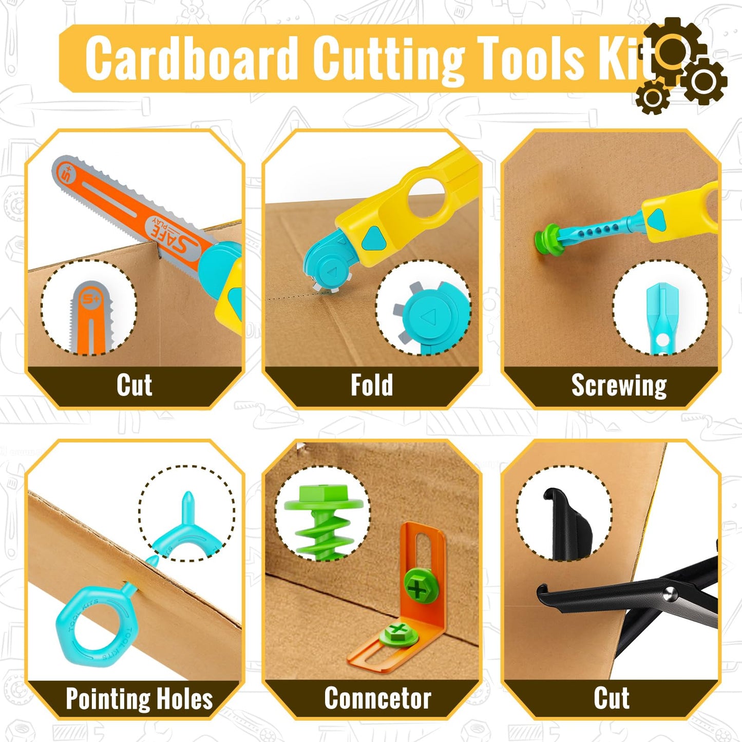 SpringFlower Cardboard Cutter Kit for Kids — 129 PCS STEM Building Toy